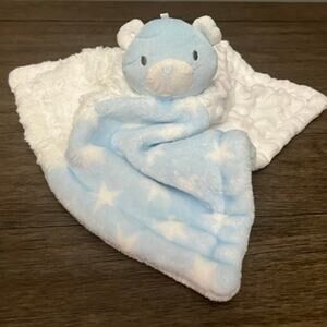 Baby Essentials Blue‎ Teddy Bear Lovey with Pattern & Textured Blanket Top